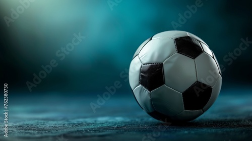 Soccer ball on a dark background with copyspace for text photo