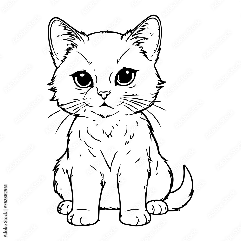 Obraz premium A cat drawn with lines, showcasing its shape and features.