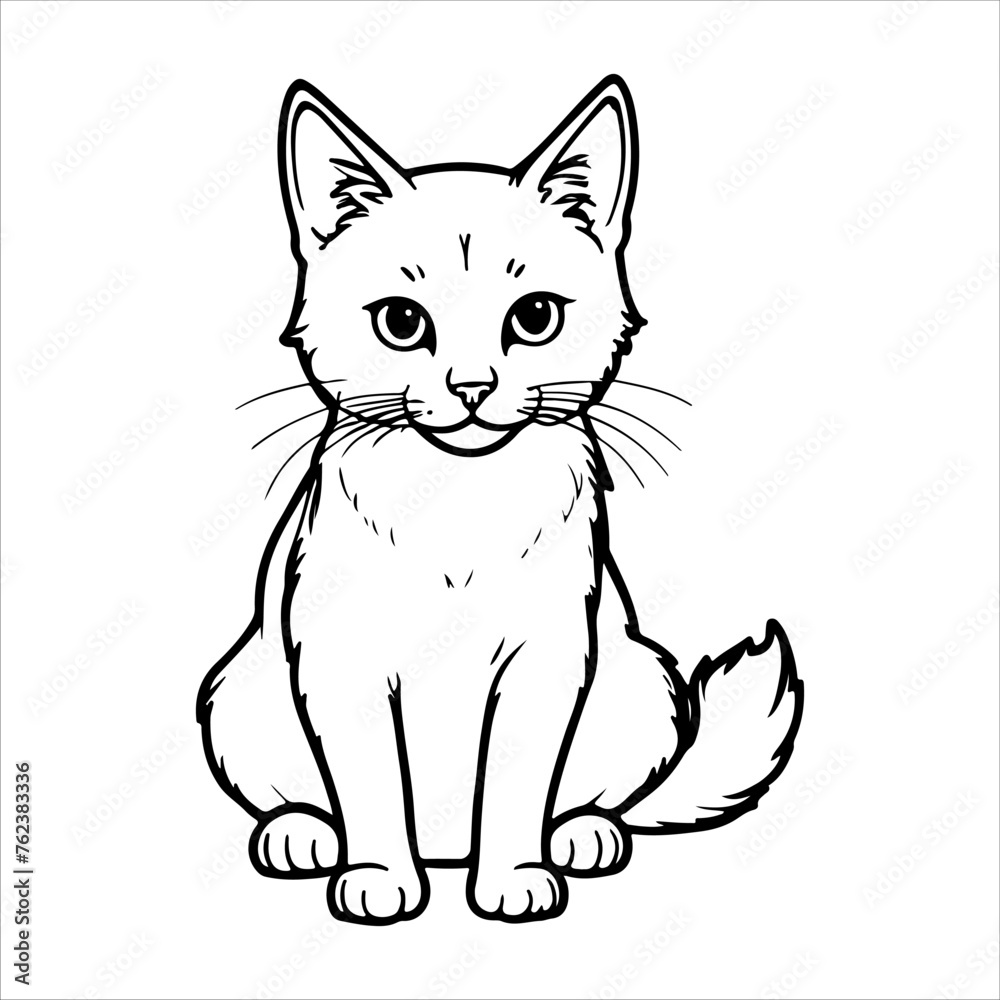 A minimalistic cat sketch using only lines for its outline and details.
