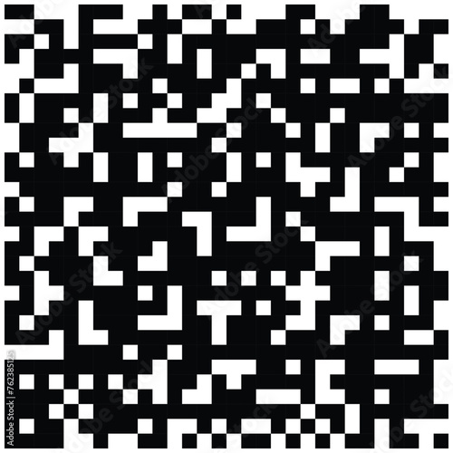 abstract background with black and white QR code on a black background Simple pixelation background abstract illustration in flat style. Graphic design template elements.