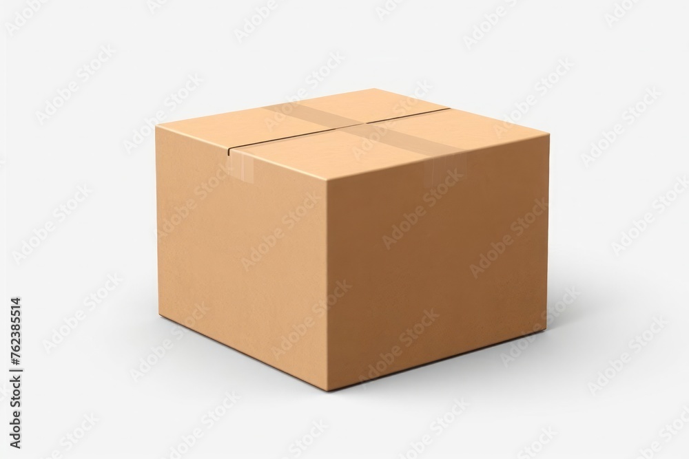 Closed cardboard box mockup on a white background