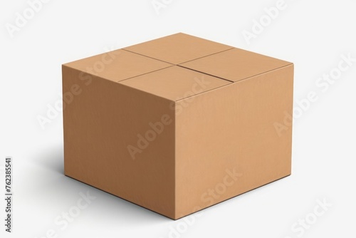 Closed cardboard box mockup on a white background © DK_2020