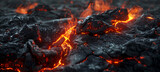black background with lava accent, burning magma. comes out of the ground. generative ai