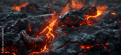 black background with lava accent, burning magma. comes out of the ground. generative ai