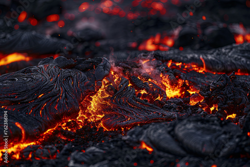 black background with lava accent, burning magma. comes out of the ground. generative ai