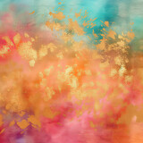 Vibrant abstract painting with gold flecks