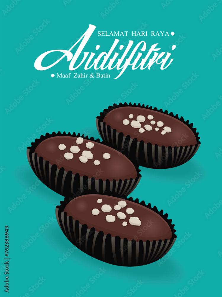 Hari Raya Aidilfitri background design with Almond London Cookies. Malay means Fasting day celebration, I seek forgiveness, physically and spiritually.
