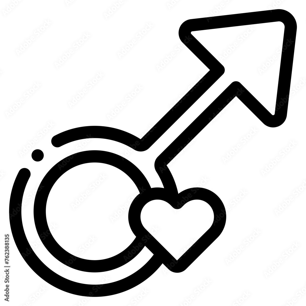 masculine symbol with love sign icon