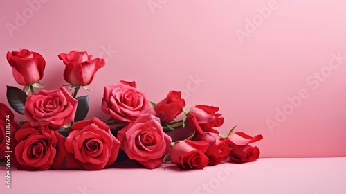 Beautiful pink roses on a pink background