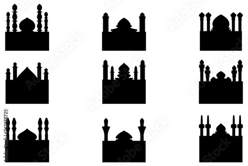 Simple mosque building icon set