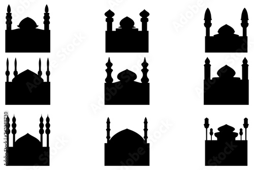 Simple mosque building icon set