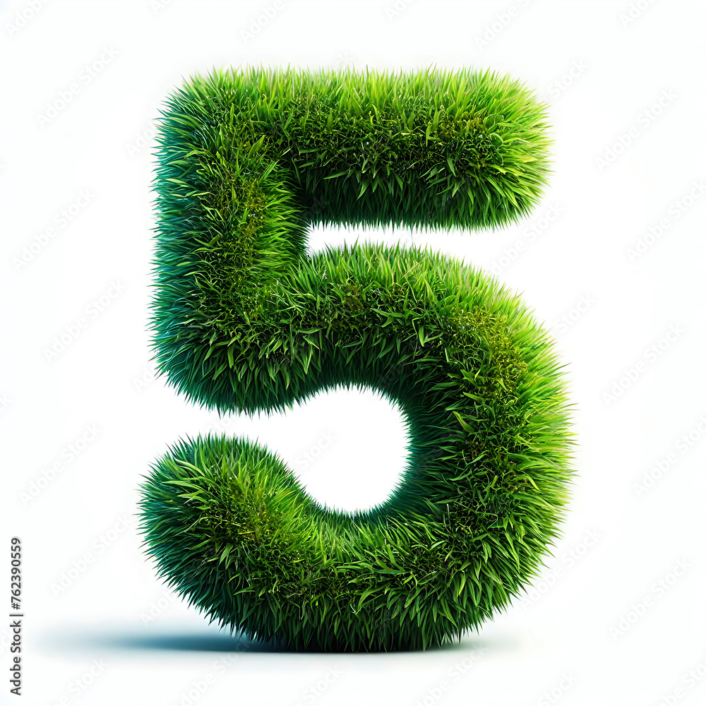 Number symbol made of green fresh grass isolated on a white background Number symbol made of green fresh grass isolated on a white background