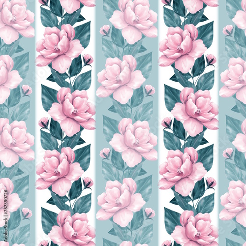 Seamless floral pattern. Delicate pink flowers background.
