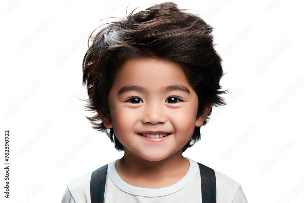 Close-up portrait of a cute happy Asian little kid smiling and looking at the camera, isolated on transparent background Close-up portrait of a cute happy Asian little kid smiling and looking at the camera, isolated on transparent background