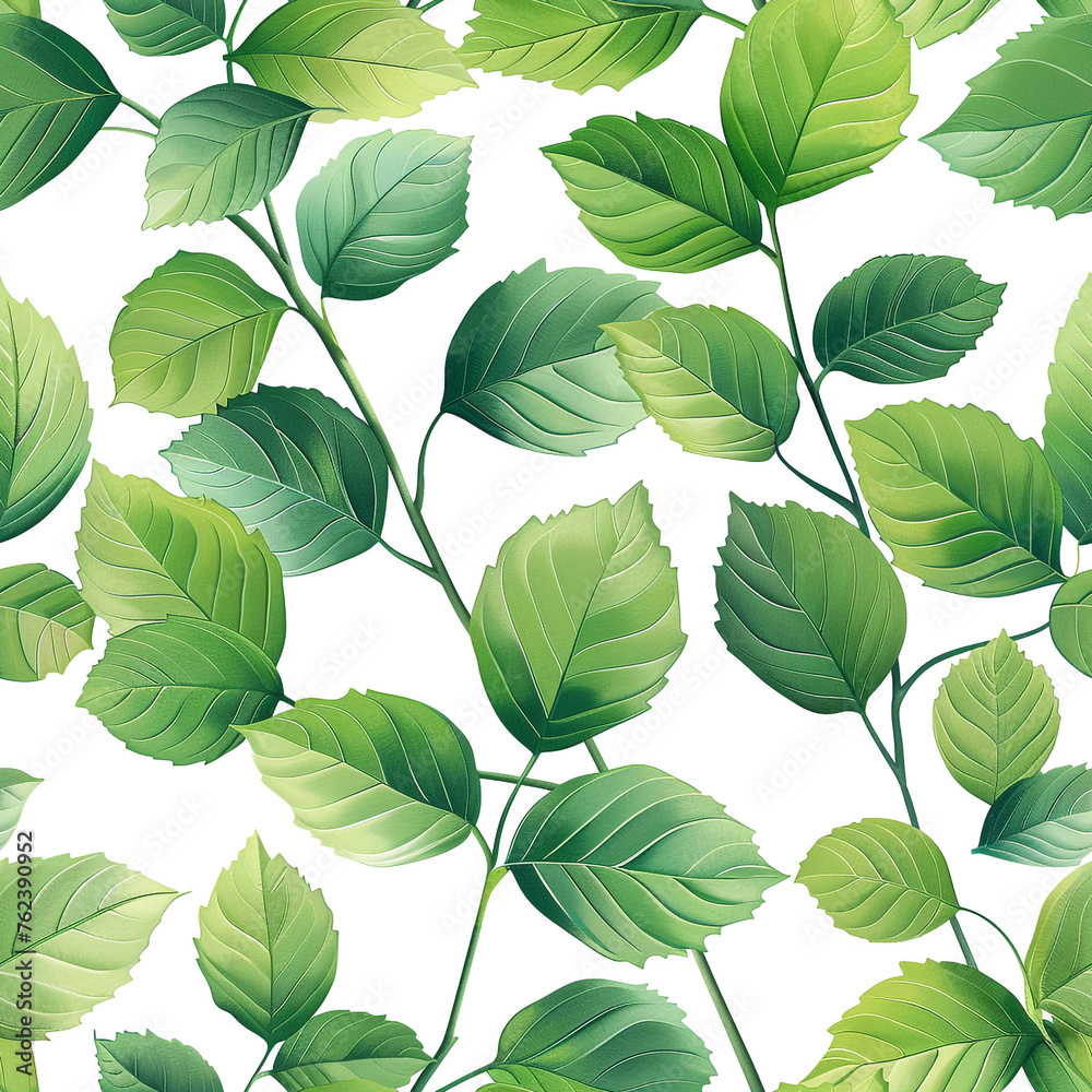 Tile pattern in the style of tree leaves with low density. Repeating patterns.