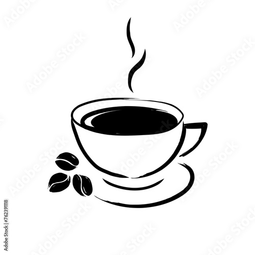 Hand drawn mug of hot drink  coffee  tea  etc. isolated on white background. coffee cup. morning fresh  aromatic drink. vector illustration.