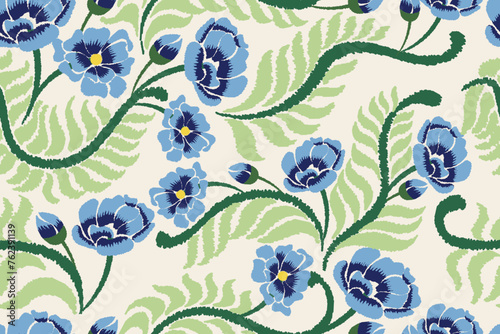 Seamless paisley embroidered floral motif pattern in vector, for design, fabric, wrapping, digital motif, background, wallpaper, print, clothing, etc.	