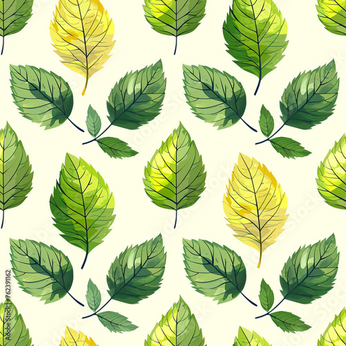 Tile pattern in the style of tree leaves with low density. Repeating patterns. © Aisyaqilumar