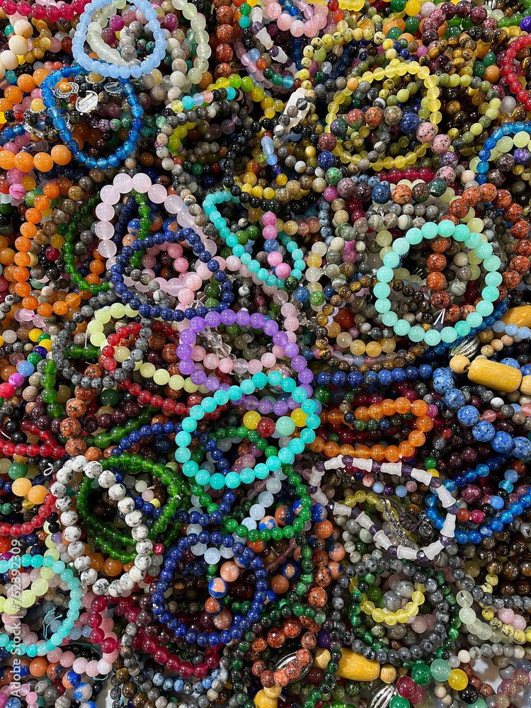 Colorful beads beautifully stringed together Colorful beads beautifully stringed together