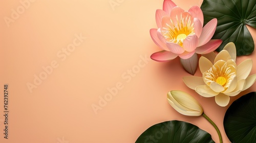 Illustration of a beautiful lotus flower on a pink background  design for decoration  banner  poster  card and background