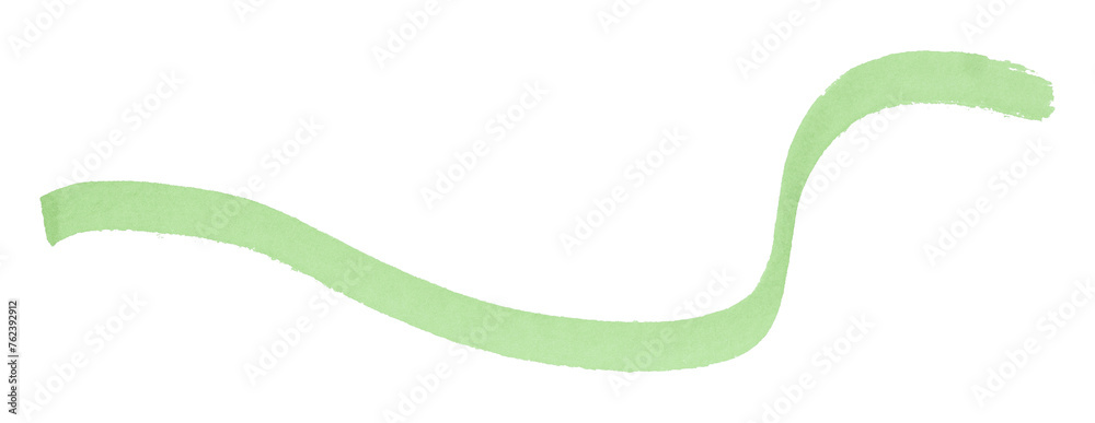 Green stroke brush isolated on transparent background.