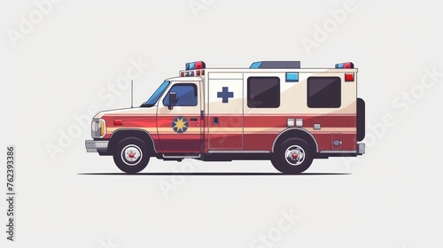 illustration of an ambulance on white background photo