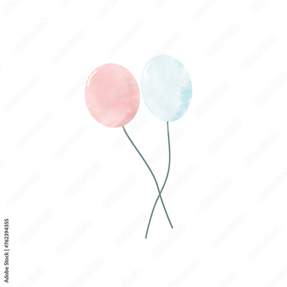 Hand drawn watercolor illustration of a set of balloons. Hand drawn watercolor illustration of a set of balloons.