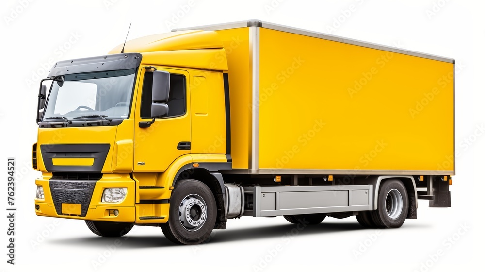 Bright Yellow Freight Truck Ready for Long-Haul Transport and Logistics Operations Bright Yellow Freight Truck Ready for Long-Haul Transport and Logistics Operations