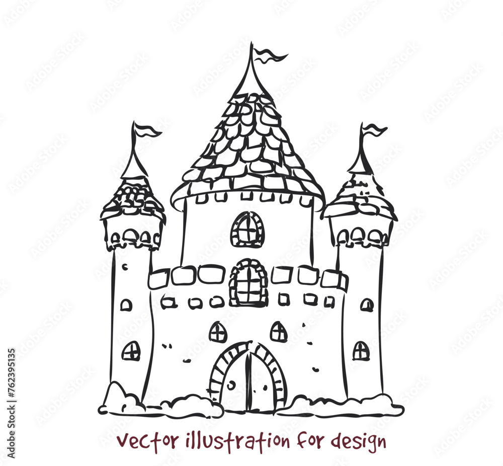 vector sketch of European medieval castle