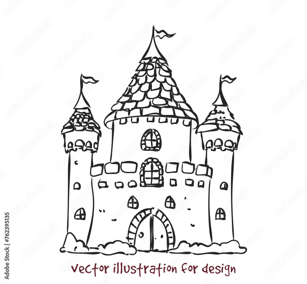 Fototapeta premium vector sketch of European medieval castle