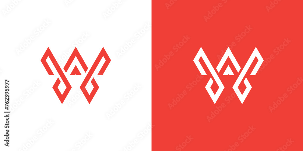 Red and white W letter logo - obrazy, fototapety, plakaty 