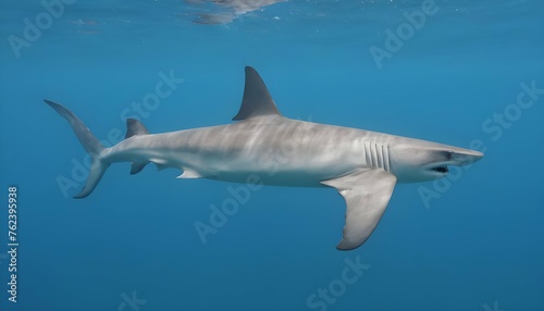 A Hammerhead Shark Gliding Through The Water With Upscaled © Dur