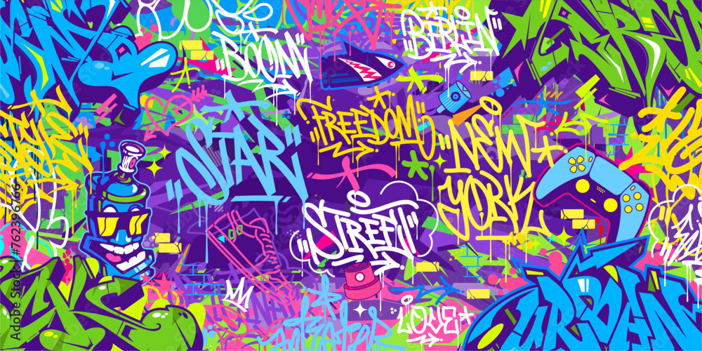Trendy Abstract Urban Style Hiphop Graffiti Street Art Vector Illustration Background Template Trendy Abstract Urban Style Hiphop Graffiti Street Art Vector Illustration Background Template