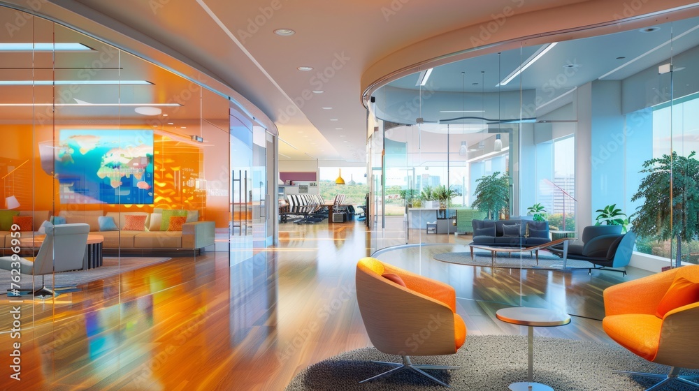 A spacious room filled with an array of chairs and couches, creating a functional and inviting seating area A spacious room filled with an array of chairs and couches, creating a functional and inviting seating area
