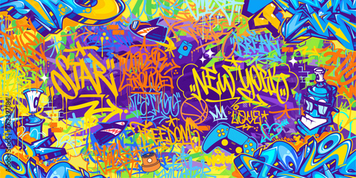 Abstract Urban Style Hiphop Graffiti Street Art Vector Illustration Background Template