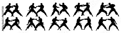 Fighter karate kung fu silhouette set vector design big pack of illustration and icon