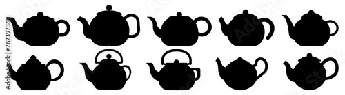 Kettle teapot silhouette set vector design big pack of illustration and icon