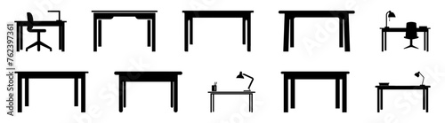 Desk table silhouette set vector design big pack of illustration and icon photo