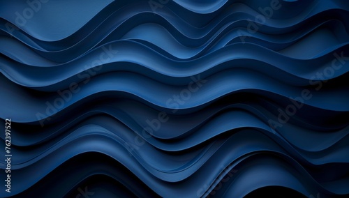 Fototapeta Naklejka Na Ścianę i Meble -  Abstract dark blue wallpaper with wavy lines for presentation, poster or banner template Generative AI