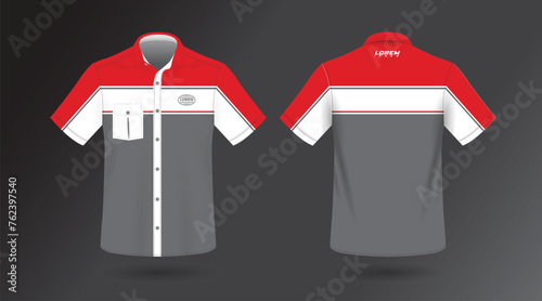 modern short sleeve shirt design for work . front and back view, Vector File photo