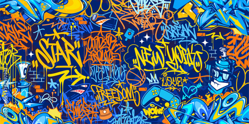 Colorful Abstract Urban Style Hiphop Graffiti Street Art Vector Illustration Background Template