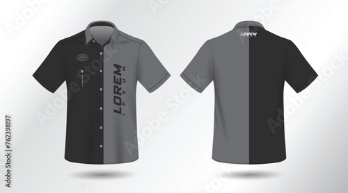 modern short sleeve shirt design for work . front and back view, Vector File