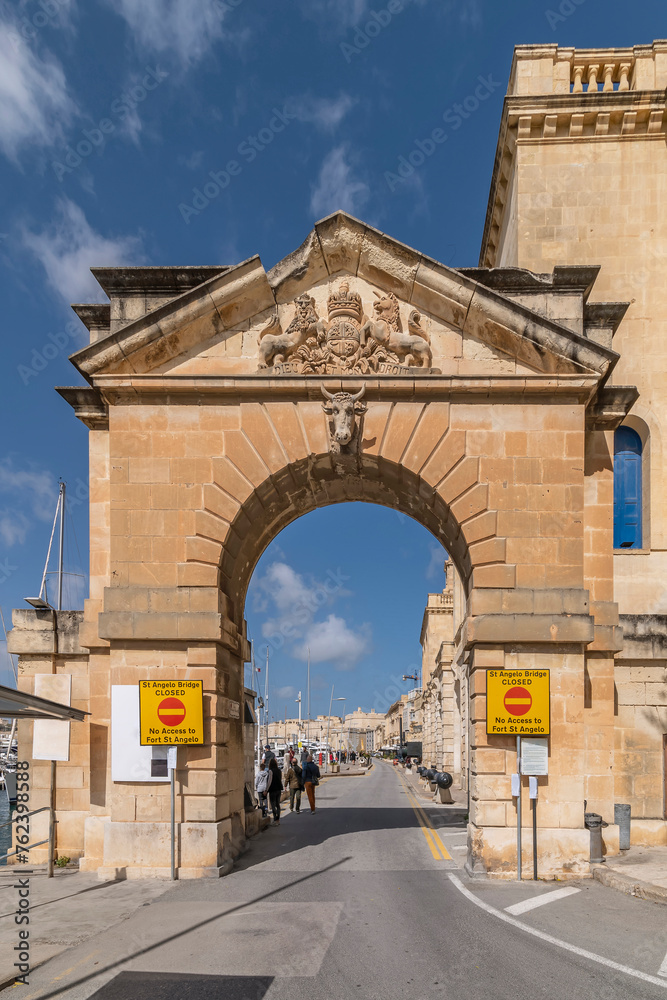 The gateway to the marina in Vittoriosa, Malta