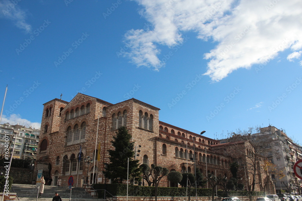Fototapeta premium View of St. Dimitri Church and its garden from different angles. Thessaloniki Greece