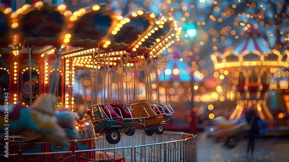 Children's Delight: A Whimsical Carnival Carousel Adventure with Vibrant Rides and Lights Children's Delight: A Whimsical Carnival Carousel Adventure with Vibrant Rides and Lights