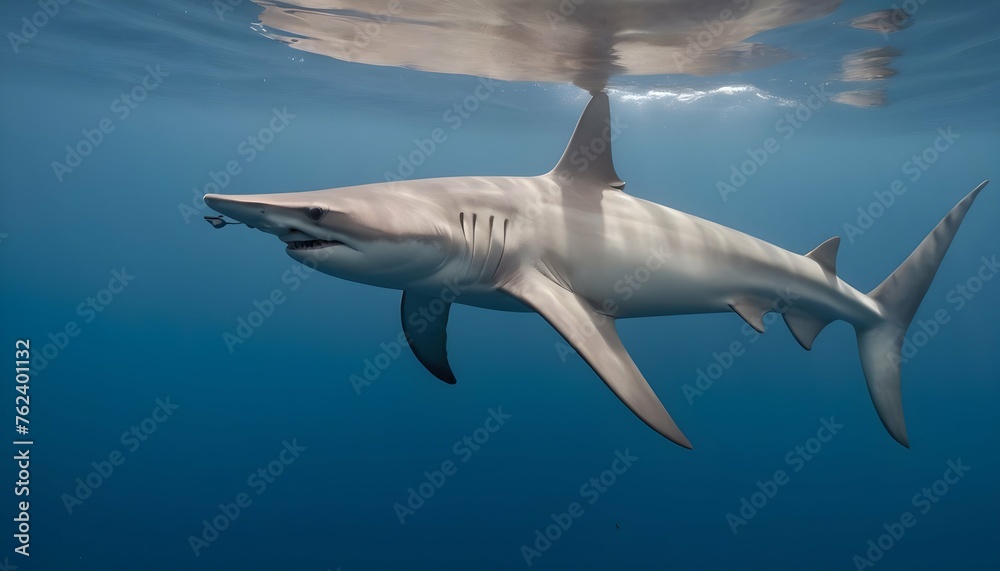 A Hammerhead Shark With Its Distinctive Dorsal Fin Upscaled 3