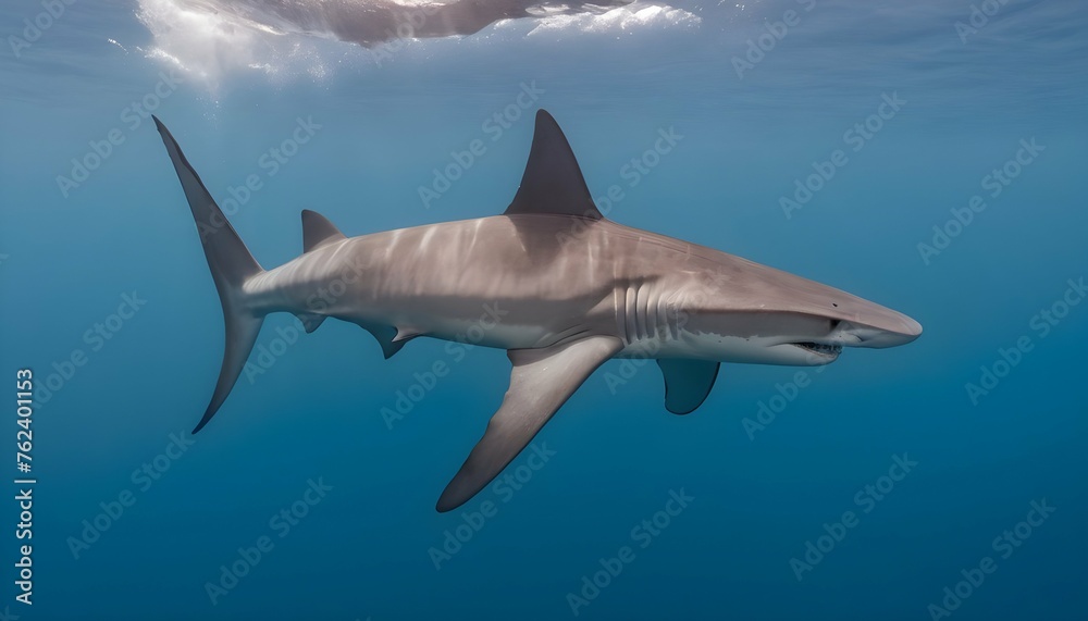 A Hammerhead Shark With Its Dorsal Fin Breaking Th Upscaled 3