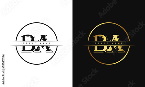 Elegant, Luxurious, Professional and minimal BA letters monogram icon design in bright golden color.