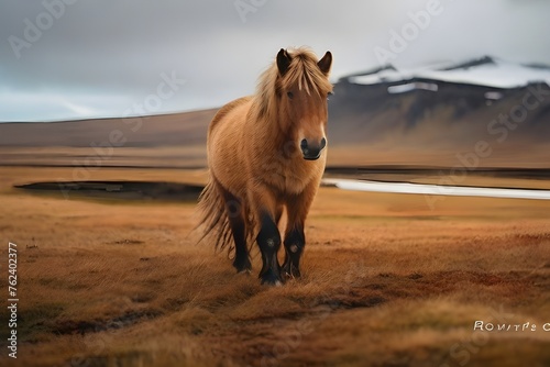 In the wild beauty of Iceland, amidst the winters snowy embrace, a majestic Icelandic horse roams freely, embodying the essence of natures untamed wildlife. Generative AI