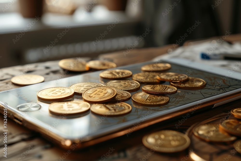 A digital pad where drawings become real currency concept of creative abundance A digital pad where drawings become real currency concept of creative abundance
